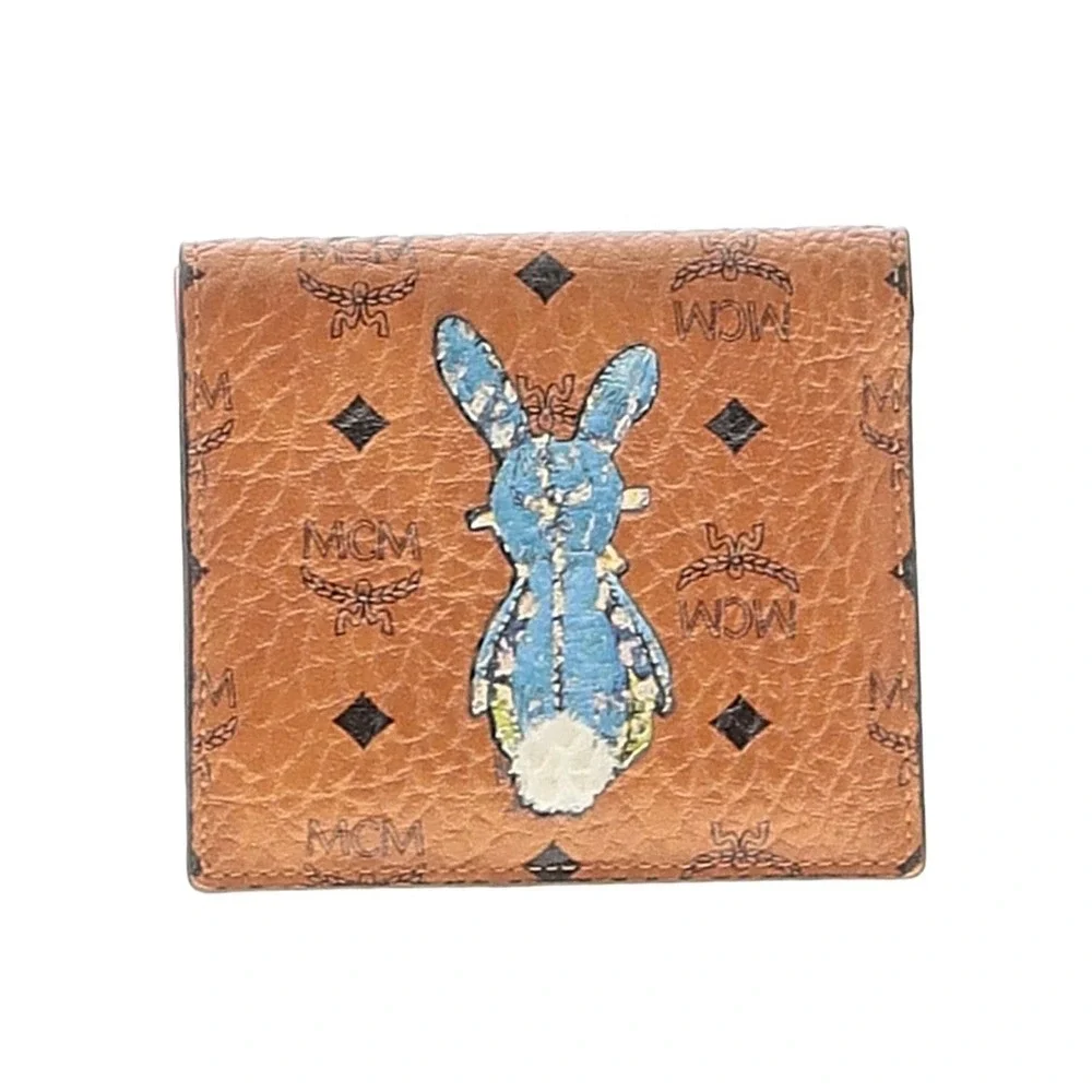 Flawed Gem! MCM Millie Star Eyed Bunny Visetos Cognac Wallet K-Fashion Pop Art
